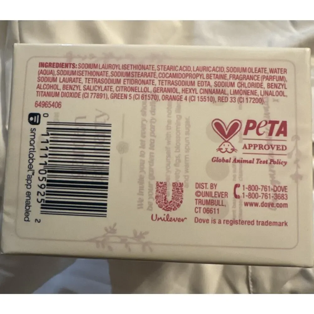 Dove Garden Tea Party Bar Soap Velvet Fig Bloom Limited Edition 15oz 4 Bars NEW